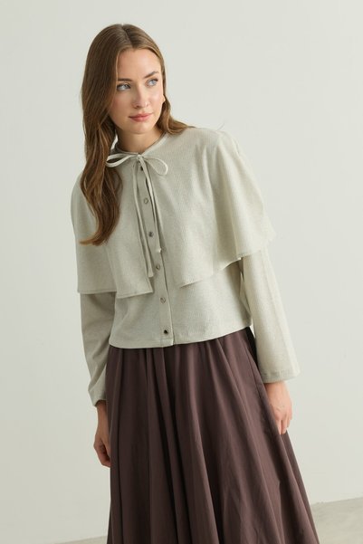 Merve Gültekin Mobile Cape Glittery Knitwear Cardigan