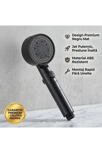 OneLucero Pară de Duș Premium High-Pressure din ABS cu Divertor Integrat și S...