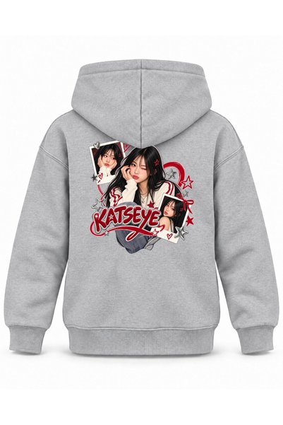 SVART WEAR Katseye Polaroid Chain Character Printed Children's Hooded Sweatshirt