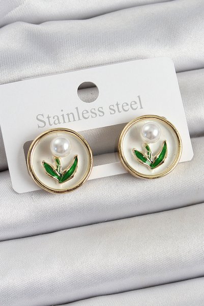 Angel Of Life Brass White Enameled Tulip Figured Artistic Portrait Model Gold...