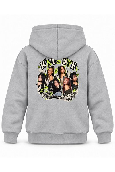 SVART WEAR Katseye Ripped Cuff Graphic Printed Kids' Hooded Sweatshirt