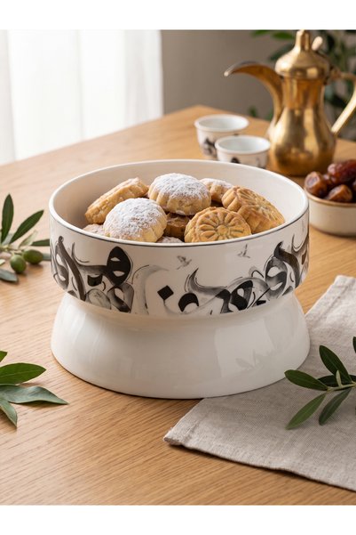 KOZE وعاء تقديم معمول وحلا مرتفع بورسلين عظمي فاخر (Bone China) مقاس (19 سم ×...