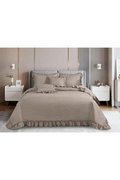 Nitki Cuvertura Spod Igli i 160x220cm, poliester, bej, cu volane