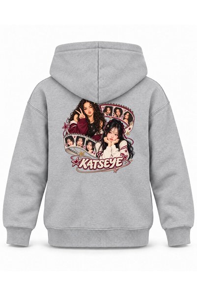 SVART WEAR Katseye Double Spiral Character Printed Children's Hooded Sweatshirt