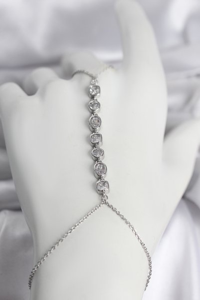 Angel Of Life Brass Silver Color Row of Zircon Stones Women's Shahmeran
