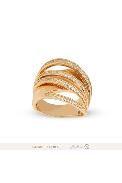 silveraty خاتم نسائي كريس كروس عريض مرصع بالزركون فضة عيار 925 مطلي بالروديوم...