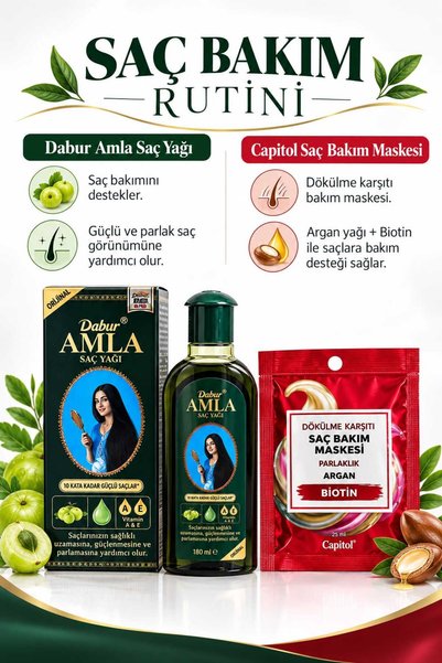Dabur Amla Saç Bakım Yağı 180 ml ve Capitol Saç Maskesi