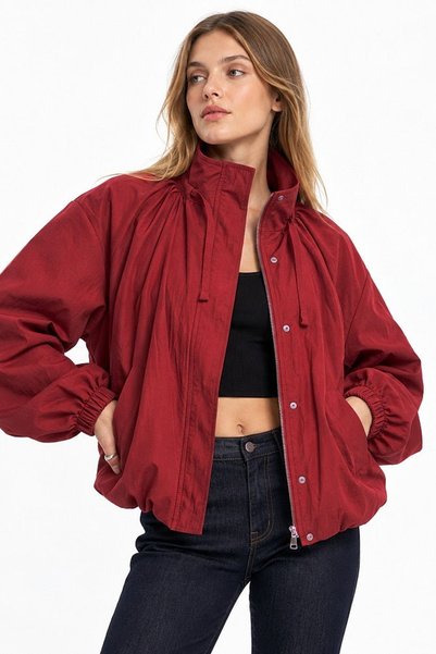Hiccup Oversize High Collar Bomber Jacket