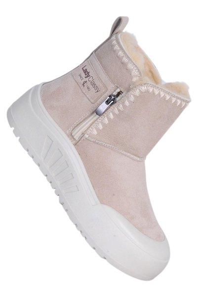 Ayakcenter Lady 02 Pantofi de damă cu talpă plată și blană în interior