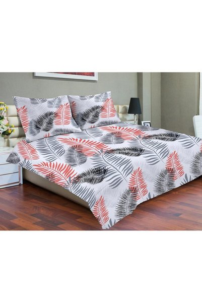 Matex Set de lenjerie de pat din satin 140x200 45A cu frunze de palmier roșii...