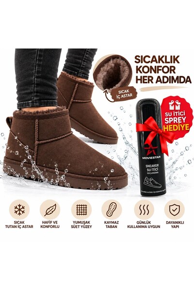 Look Life İçi Sıcak Peluş Astar Süet Ultra Mini Kışlık Bot