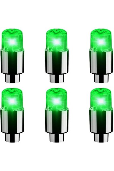 GENERAL 6 قطع أضواء LED خضراء لعجلات الدراجات، أغطية صمامات إطارات السيارات، ...