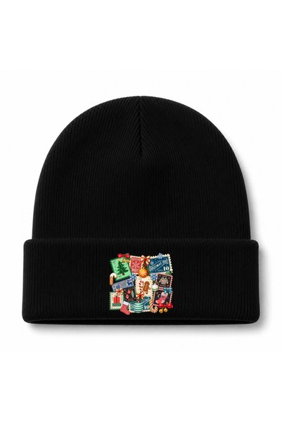 Rabona Fashion Christmas Postcard Magic – Vintage Holiday Stamps Graphic Beanie