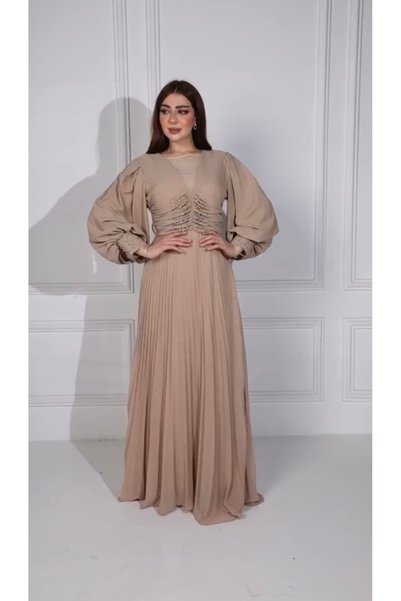 ٌRominz fashion فستان طويل راقي بأكمام منتفخة وتطريز خصر فخم – شحن محلي سريع ...