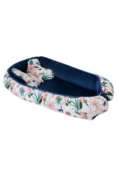 BabyMatex Saltea reductor cu două fețe Baby Nest Velvet Birds and Flowers 02