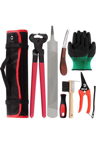 Swpeet 8Pcs Professional Farrier Tools Value Kit with Roll Pack, Horses Hoof ...