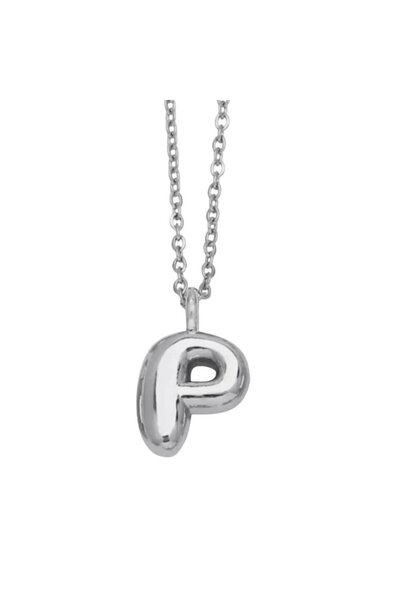 MOMOCA Ατσάλινο κολιέ με μονόγραμμα  "P " ασημί