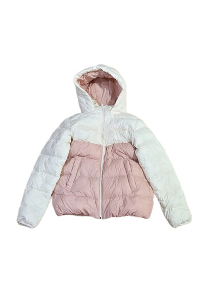 MAPLE Girls' White/Pink down Jacket by Meble - 170 cm