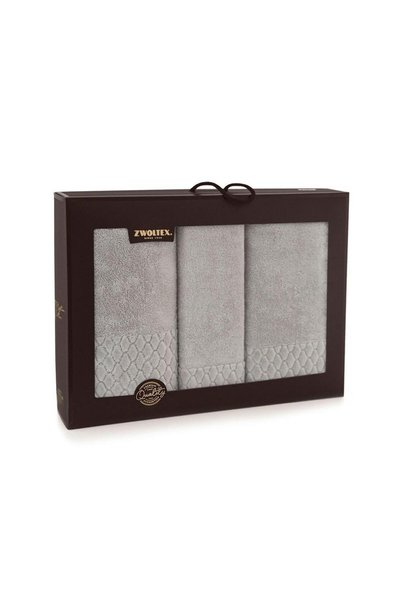 Zwoltex Set 3 prosoape, Zwoltex, Bumbac, 30x50/50x100/70x140 cm, Gri