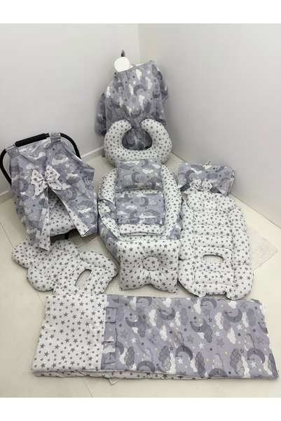 Balamira KARIŞIK GRİ BULUTLU OVAL 13 LÜ BABYNEST SETİ