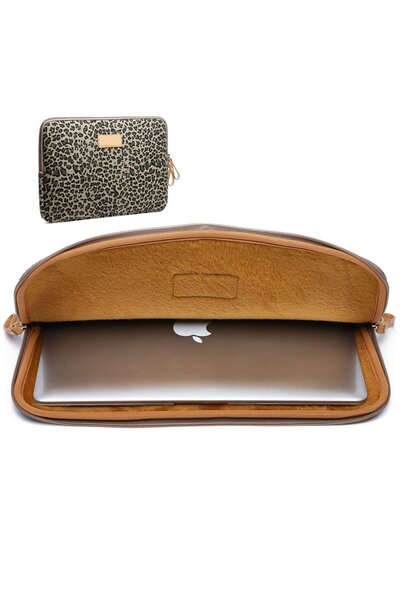 Noonedibs Husă de protecție pentru laptop, cu imprimeu elegant cu pete de leo...