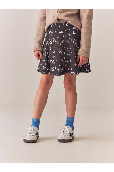 Tinymuyt Girl's Elastic Waist Floral Patterned Combed Cotton Skirt [Ages 7-15]
