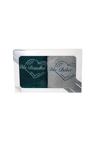 Karo Set de prosoape intr-o cutie, 2 buc, 70x140, Pentru bunica si bunicul, g...