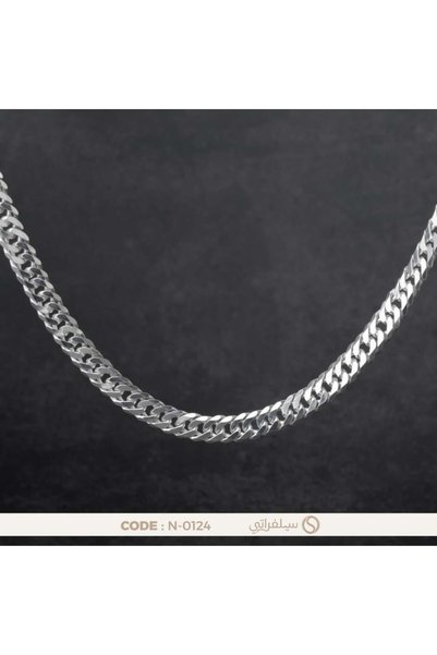 silveraty سلسلة فضة رجالي عيار 925 بتصميم كيرب مطلية روديوم