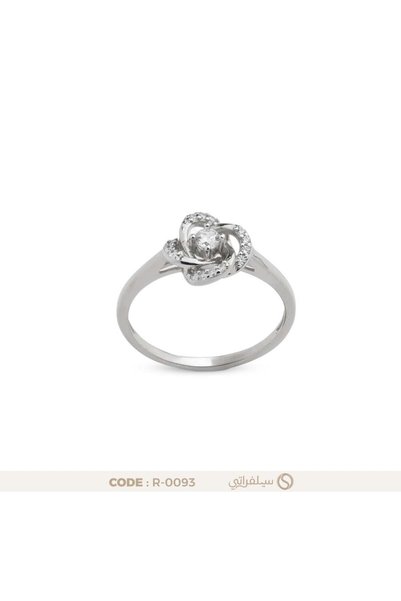 silveraty خاتم الوردة فضة عيار 925 مرصع بالزركون مطلي روديوم