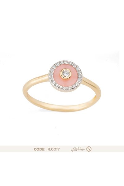 silveraty خاتم دائري وردي بفصوص براقة فضة عيار 925 مطلي روديوم وماء الذهب