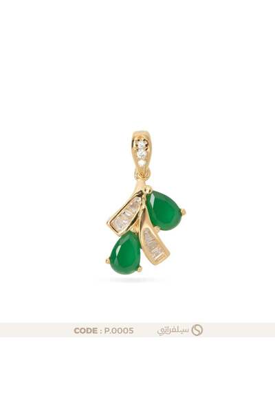 silveraty تعليقة الباجيت بفصوص خضراء زمردية وزركون فضة عيار 925 مطلية روديوم ...