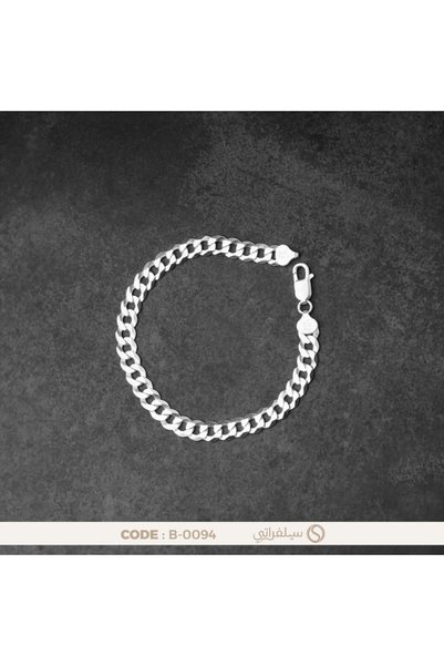 silveraty سوار جنزير كلاسيكي رجالي فضة عيار 925 مطلي روديوم