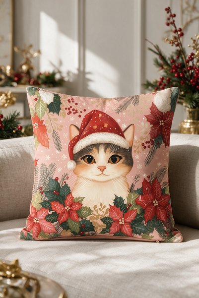 LadiesHome New Year Themed Throw Pillow Cover 43X43 cm Digital Printed Decora...