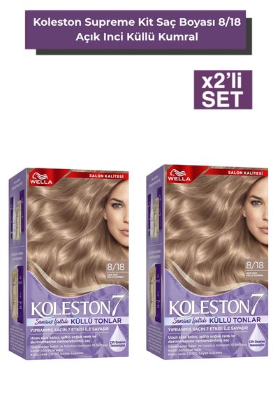 Wella Koleston Supreme Kit Saç Boyası 8/18 Açık Inci Küllü Kumral X2 Adet