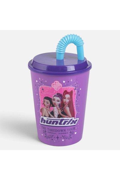 OEM Pahar de plastic K-POP cu pai 430ml - Huntrix The Takedown Tour