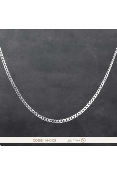 silveraty سلسلة فضة رجالي عيار 925 كيرب مطلية روديوم