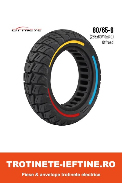 TUOVT Συμπαγές ελαστικό 10x3.0 / 255x80 (80/65-6) άξονας 43mm για ηλεκτρικό σ...