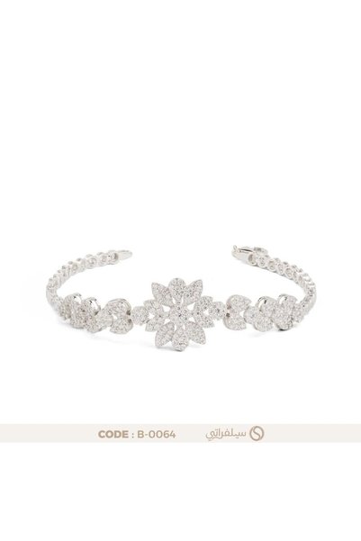 silveraty سوار زهرة فضة عيار 925 مرصع بالزركون، مطلي روديوم
