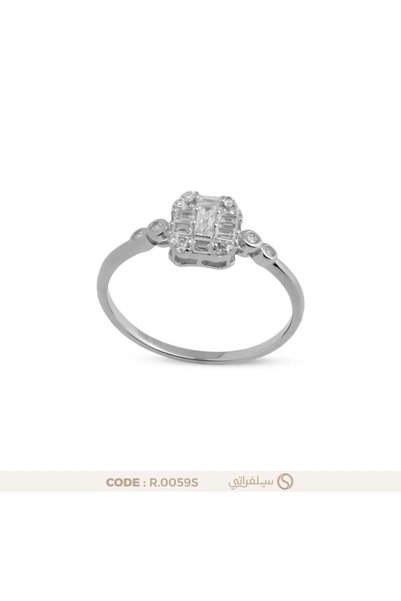 silveraty خاتم باجيت فضة عيار 925 مرصع بالزركون مطلي بالروديوم والذهب