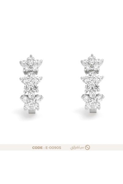 silveraty Silver 925 Sterling Zircon Stone Rose Earrings, Rhodium Plated