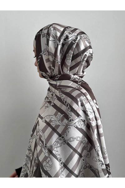 Hepsi Moda Plaid Pattern Janjan Shawl - Stone & Khaki