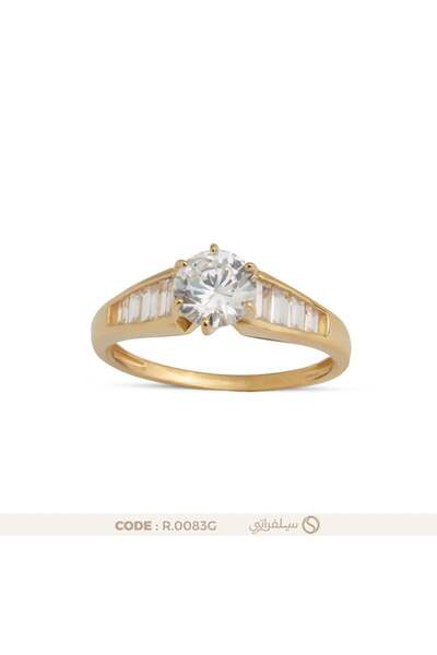 silveraty خاتم سوليتير باجيت فضة عيار 925 مرصع بالزركون مطلي روديوم وماء الذهب