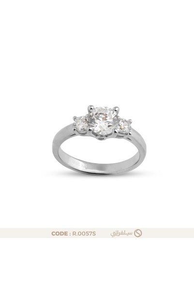 silveraty خاتم فضة نسائي مرصع بالزركون بتصميم ثلاثي عيار 925 مطلي روديوم
