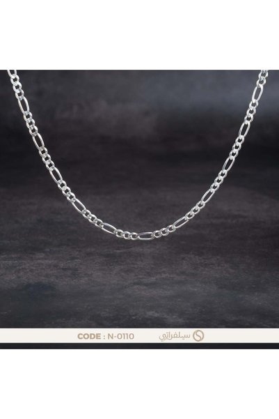 silveraty سلسلة فيجارو فضة رجالي عيار 925 مطلية روديوم