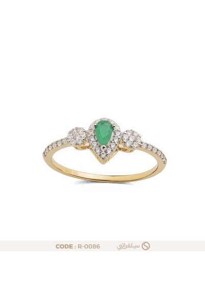 silveraty خاتم فضة زركون أخضر عيار 925 مطلي روديوم وماء الذهب