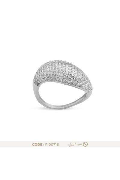 silveraty خاتم قبة زركون فضة عيار 925 مطلي روديوم