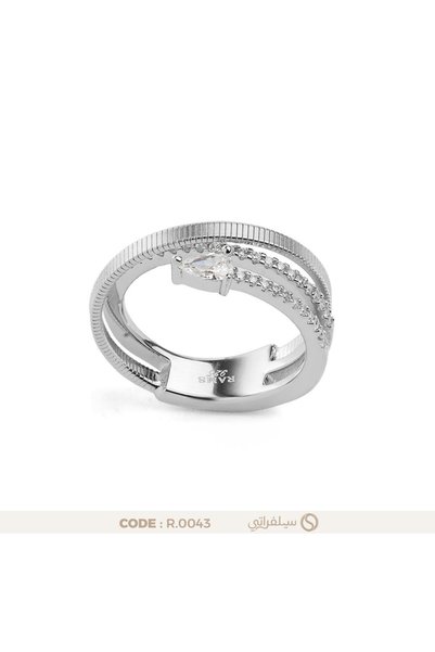 silveraty خاتم فضة نسائي بتصميم متقاطع، فص ماركيز مرصع بالزركون