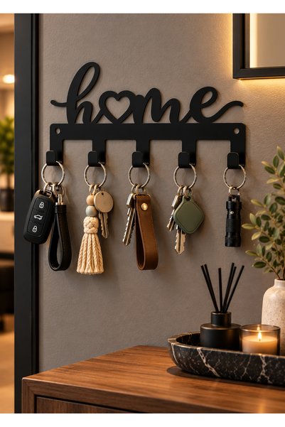 Dione Metal Black Hearted Home Key Hanger Wall Key Holder Decorative Hanger K...
