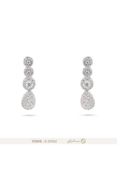 silveraty حلق فضة دمعة مرصع بزركون بلمعان الألماس عيار 925 مطلي روديوم