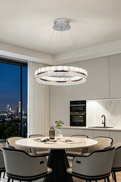 Apliqa Bellaro Yuvarlak 90 Watt Gold LED Avize Halka Tasarım Salon Yemek Odası